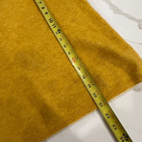 Sézane Paco sweater angora blend button back shirt sleeve yellow gold medium - Picture 8 of 13